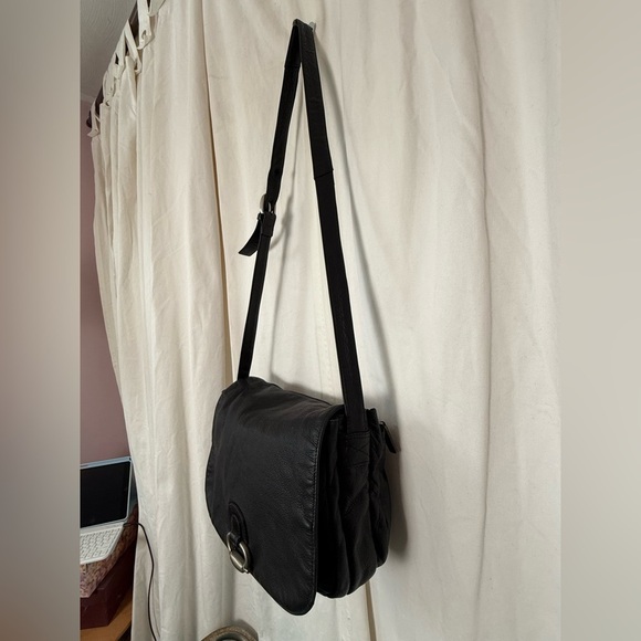 Kenneth Cole Vintage Soft Thick Black Leather Organizer Crossbody Roomy - Picture 8 of 11